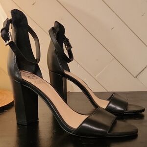 Vince Camuto Elegant Black Leather Women's Sandals Size 5.5 M